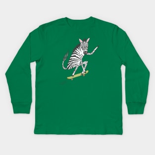 Zebra Skater Kids Long Sleeve T-Shirt